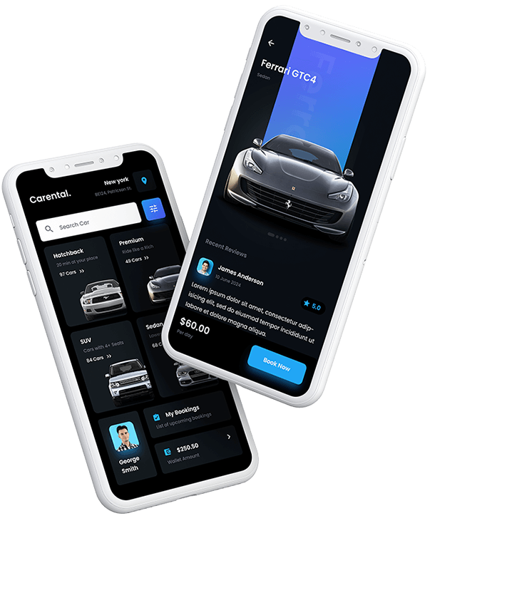 Car Rental Booking App, Self driving Car App, Car Rent App
